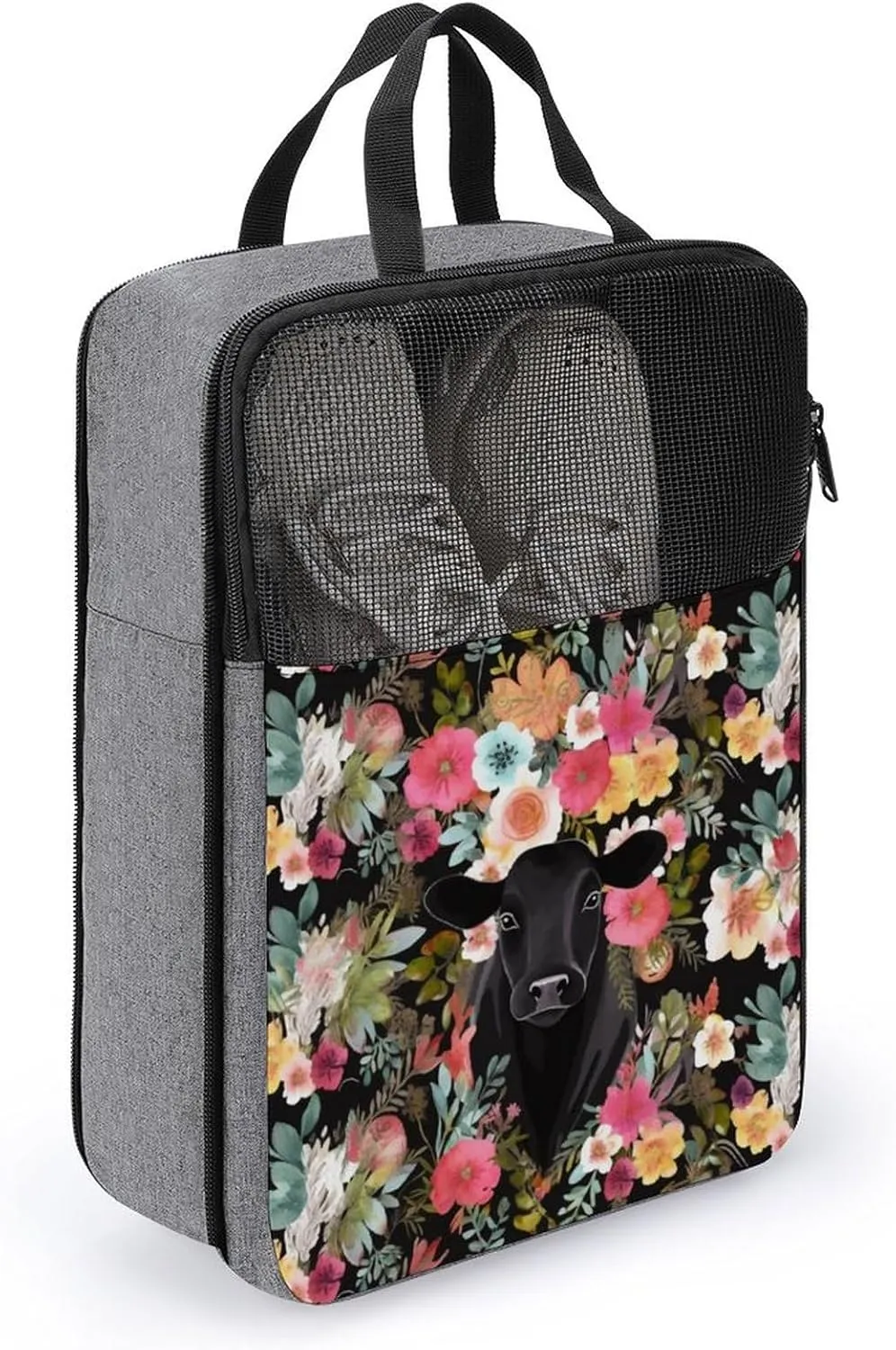 Shoe Bags for Travel Women Men,Steer Floral Print Foldable Shoe Travel Bag with Zipper,Travel Shoe Bags for Storage Packing in Suitcase,Portable Travel Essentials