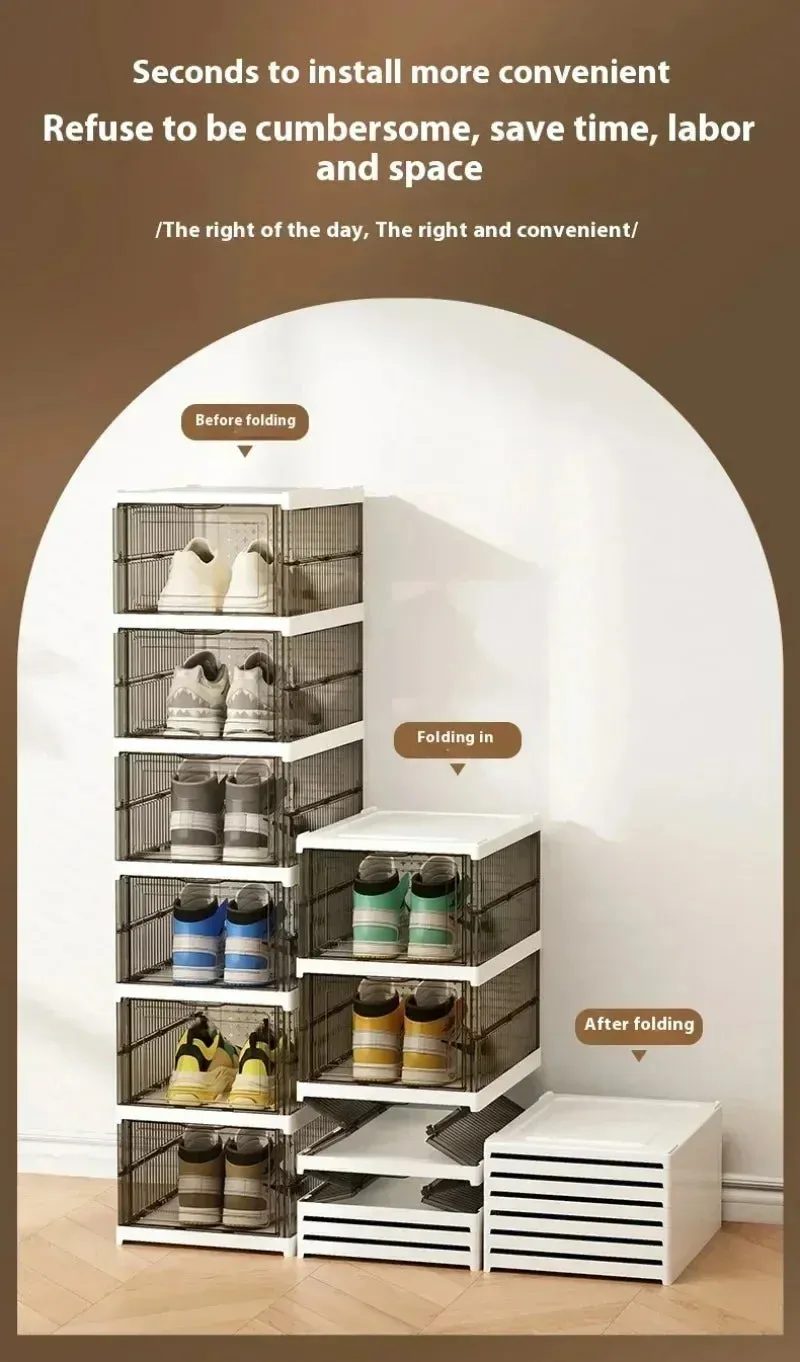 Shoe Foldable Organizers Cabinet Layers for Thickened Simple All-in-one Box Transparent Sneaker Home Stackable Shoe Shoe 1/3 Rack PP Shoes Combo offer