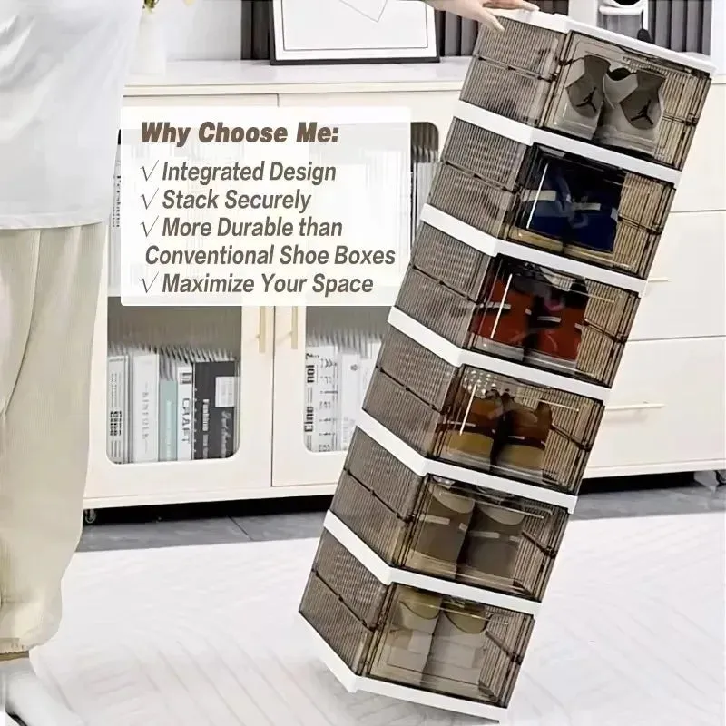 Shoe Foldable Organizers Cabinet Layers for Thickened Simple All-in-one Box Transparent Sneaker Home Stackable Shoe Shoe 1/3 Rack PP Shoes Combo offer