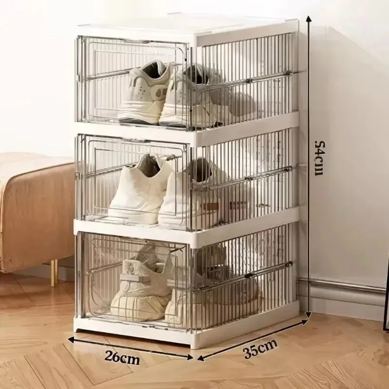 Shoe Foldable Organizers Cabinet Layers for Thickened Simple All-in-one Box Transparent Sneaker Home Stackable Shoe Shoe 1/3 Rack PP Shoes Combo offer