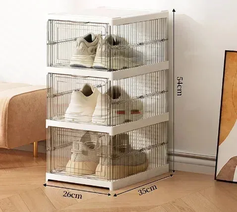 Shoe Foldable Organizers Cabinet Layers for Thickened Simple All-in-one Box Transparent Sneaker Home Stackable Shoe Shoe 1/3 Rack PP Shoes Combo offer