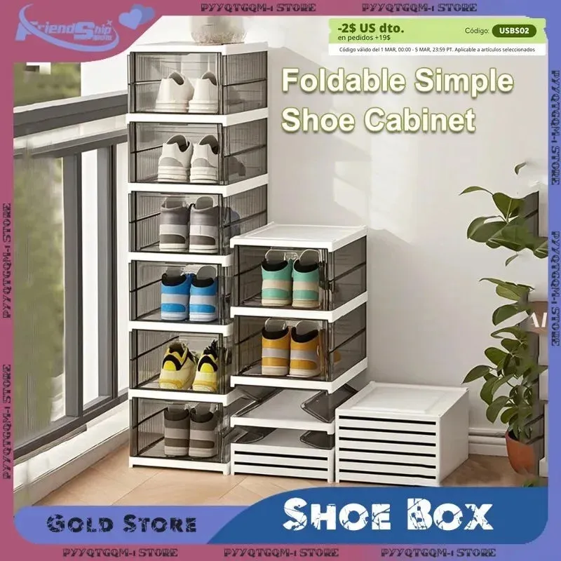 Shoe Foldable Organizers Cabinet Layers for Thickened Simple All-in-one Box Transparent Sneaker Home Stackable Shoe Shoe 1/3 Rack PP Shoes Combo offer