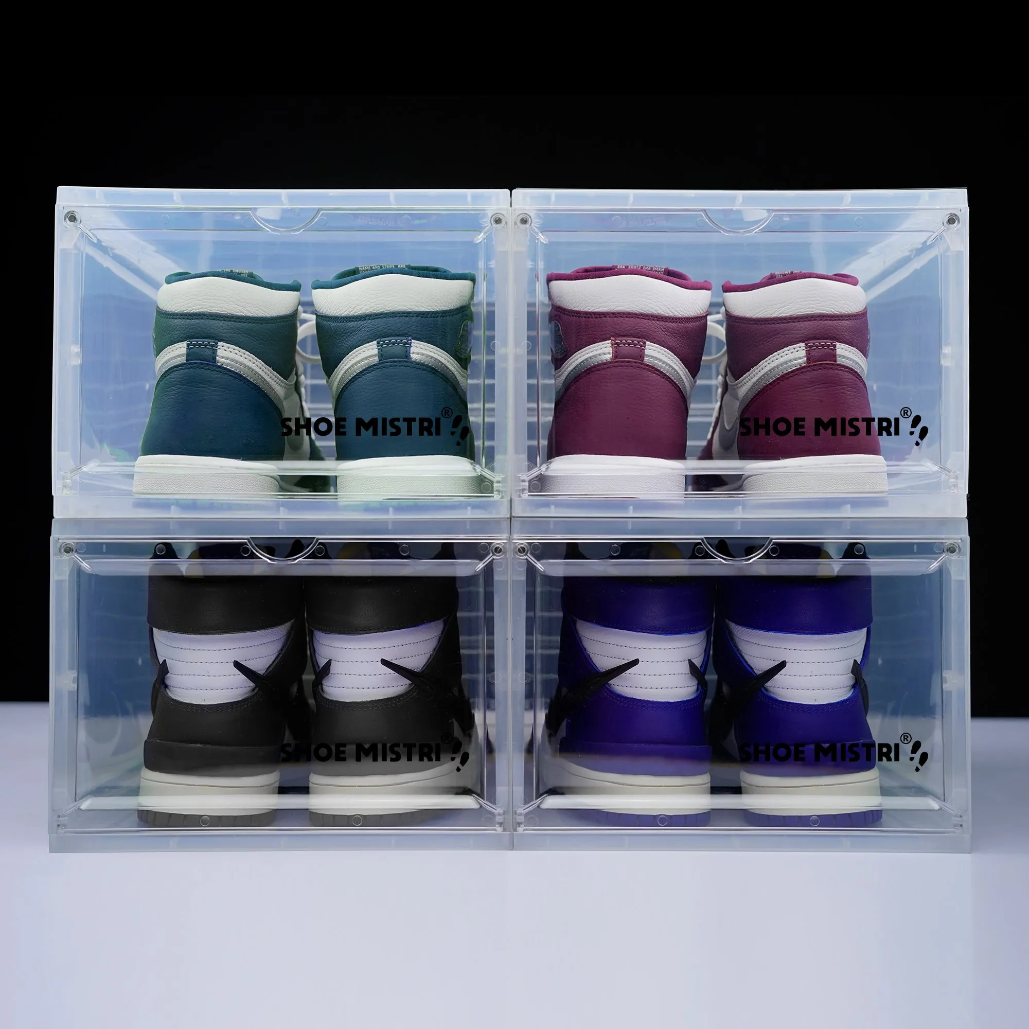 Shoe Mistri Shoe Crates for Sneakers | Plastic Stackable Shoe Box with Clear Door | Multipurpose Foldable Shoe Organizer