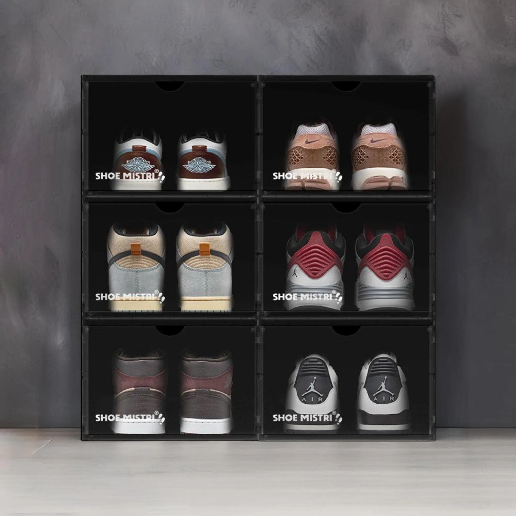 Shoe Mistri Shoe Crates for Sneakers | Plastic Stackable Shoe Box with Clear Door | Multipurpose Foldable Shoe Organizer