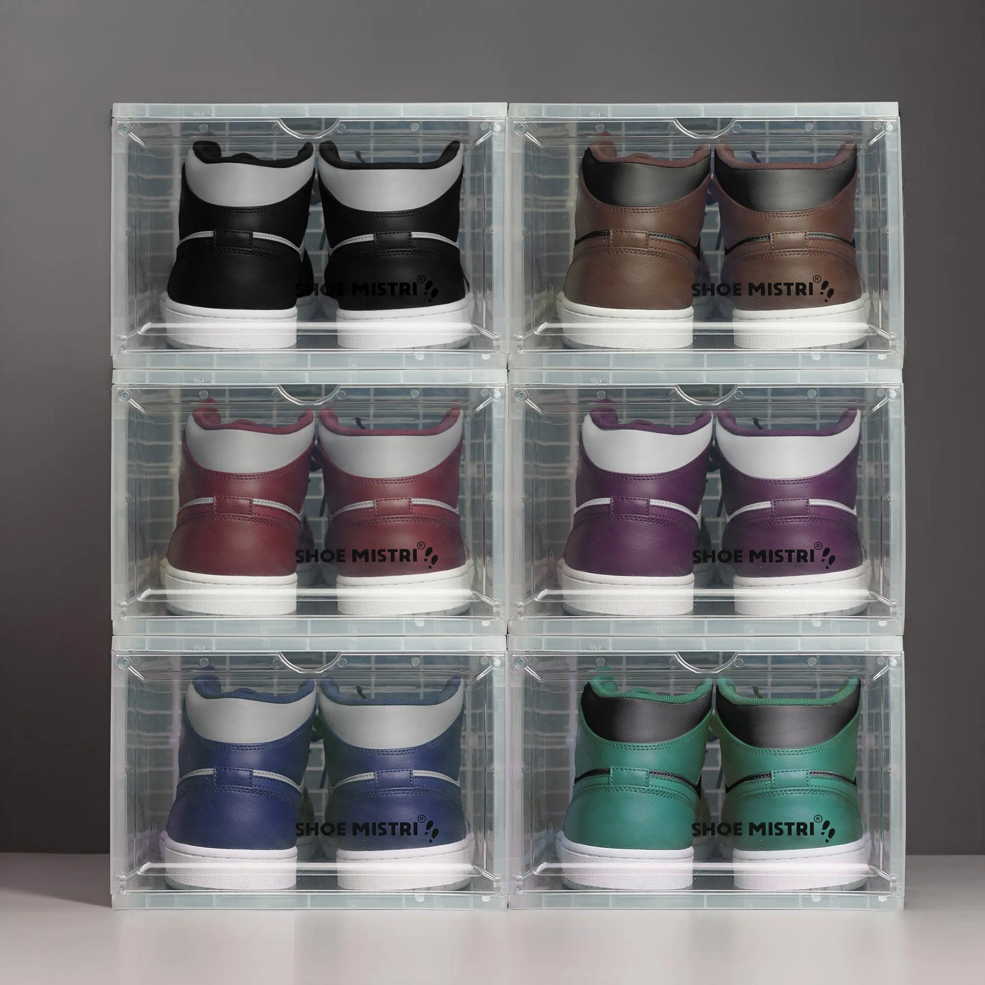 Shoe Mistri Shoe Crates for Sneakers | Plastic Stackable Shoe Box with Clear Door | Multipurpose Foldable Shoe Organizer