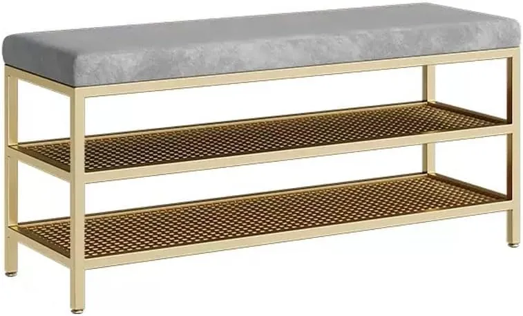 Shoe Rack Bench Shoe Changing Stool Shoe Rack Shoe Cabinet Long Stool Storage Fitting Room Rest Stool Soft Cushion Entryway Bench for Mudroom(A,Medium)
