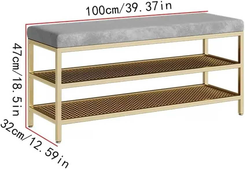 Shoe Rack Bench Shoe Changing Stool Shoe Rack Shoe Cabinet Long Stool Storage Fitting Room Rest Stool Soft Cushion Entryway Bench for Mudroom(B,Large)