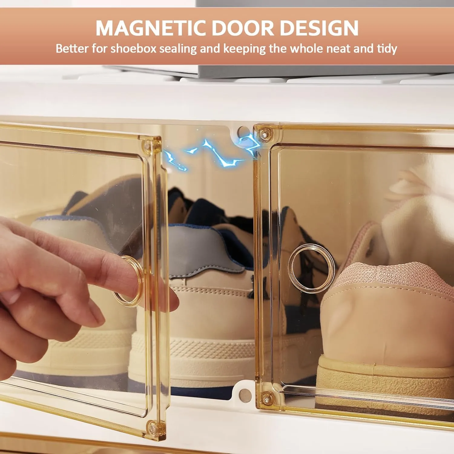 Shoe Rack Organizer for Closet Entryway 9 Tiers-18 Pairs Foldable Sneaker Storage Shoe, Collapsible Shoe Cabinet with Doors, Stackable Shoe Storage Cabinet with Lids for Living Room
