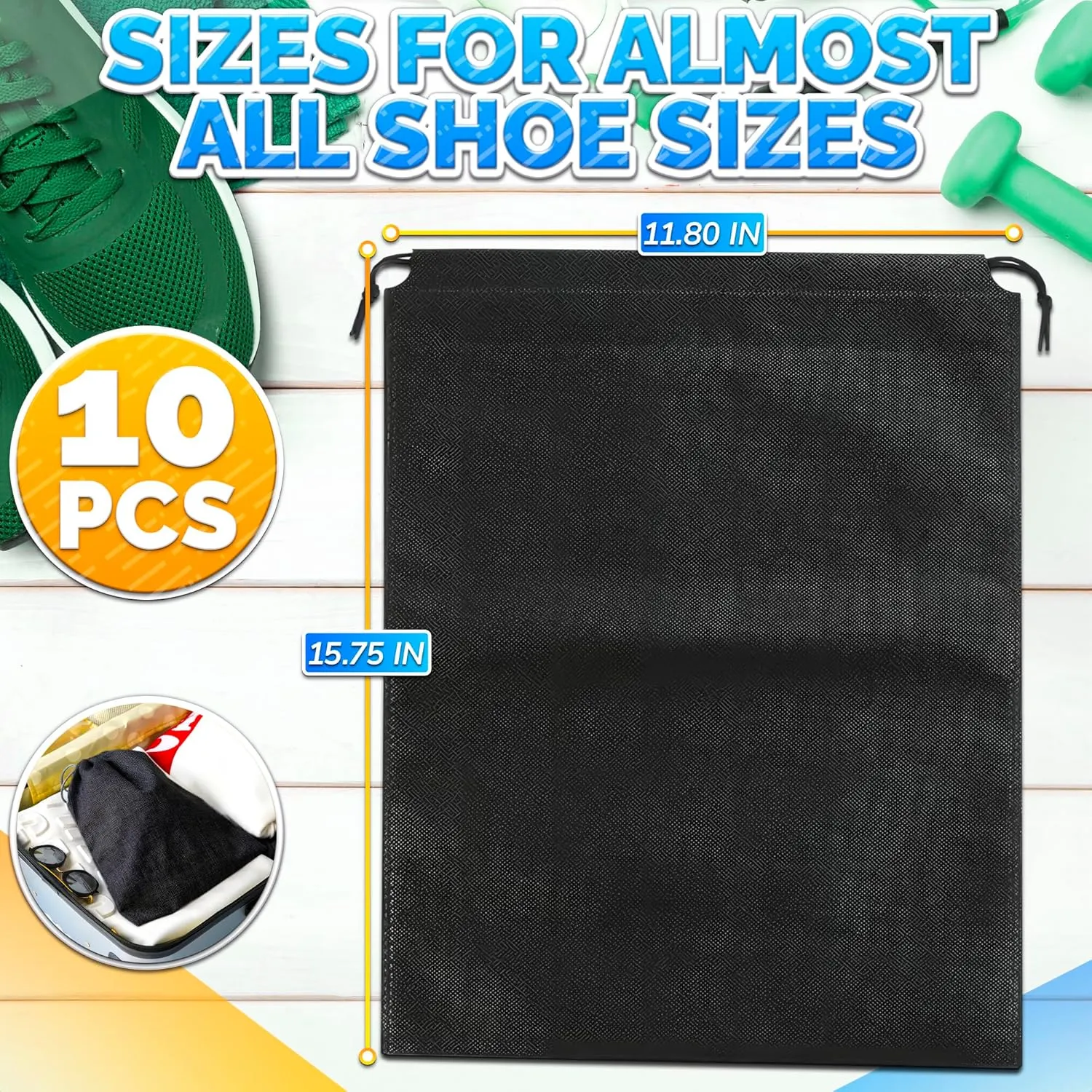 Shoe Storage Bags - 10 Pcs Travel Shoe Bags for Packing in Suitcase Waterproof Drawstring Bag Shoe Bags for Travel Shoe Bag for Gym Shoe Dust Bags - Soccer Cleat Bag Shoe Bags for Storage Sneaker Bag
