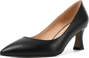 SHOWFOREST Womens Pointed Toe Slip On Evening Suede Dress Spool Mid Heel Pumps Shoes 2.5 Inch