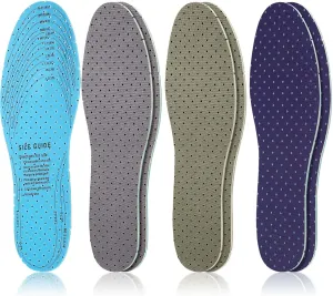 Sintege 3 Pairs Breathable Shoe Insoles Inserts Ultra-Soft Cushioning Walking Comfort Double-Layer Latex Foam Perforated Replacement Insoles for Men 7-11 Woman 2-8(Grey,Army Green,Dark Blue)