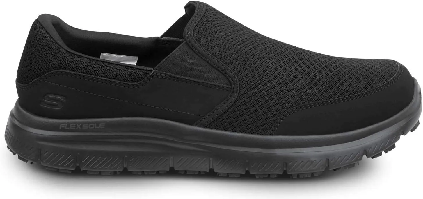 Skechers Work Ella - Women's Black, Soft Toe, MaxTrax Slip Resistant, Slip-on Athletic