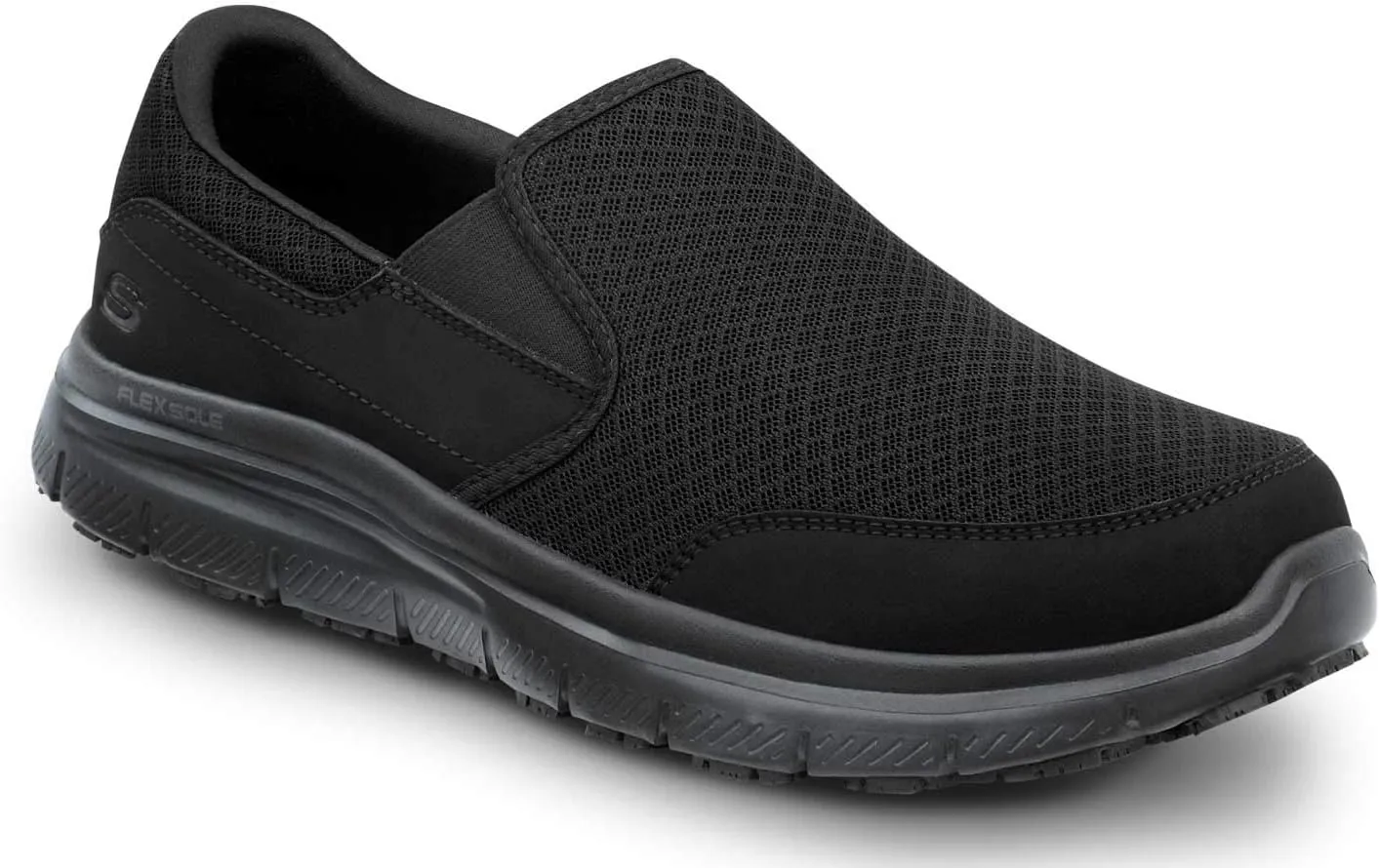 Skechers Work Ella - Women's Black, Soft Toe, MaxTrax Slip Resistant, Slip-on Athletic