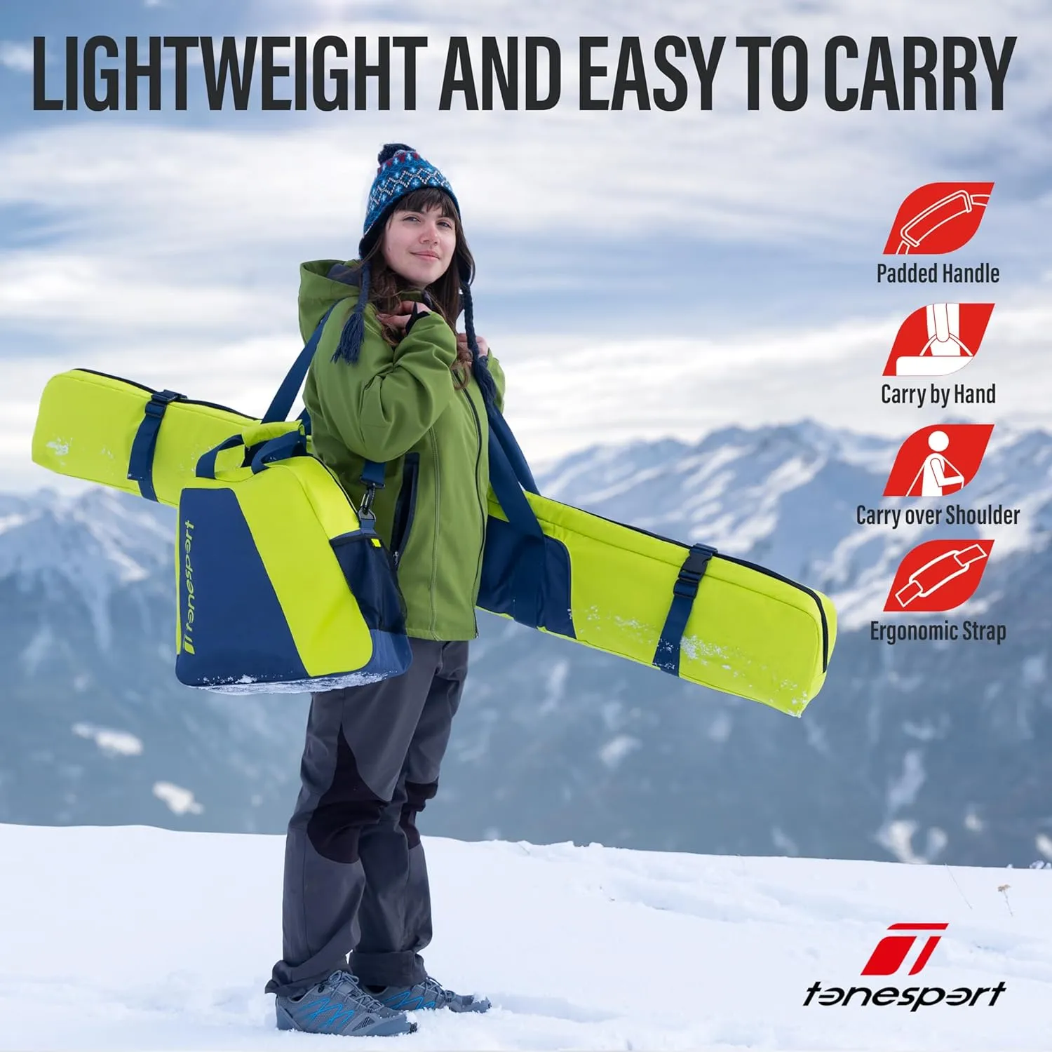 Ski Bag and Boot Bag Combo - Ski Bags for Air Travel - Unpadded Snow Ski Bags - For Skis Up to 180cm