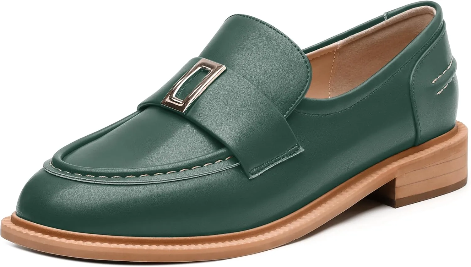 SKYSTERRY Loafers for Women Penny Loafers with Round Toe Low Chunky Block Heels Comfortable Women Loafers Shoes for Work Party Dating Shopping