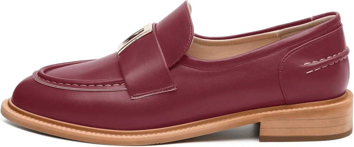 SKYSTERRY Loafers for Women Penny Loafers with Round Toe Low Chunky Block Heels Comfortable Women Loafers Shoes for Work Party Dating Shopping