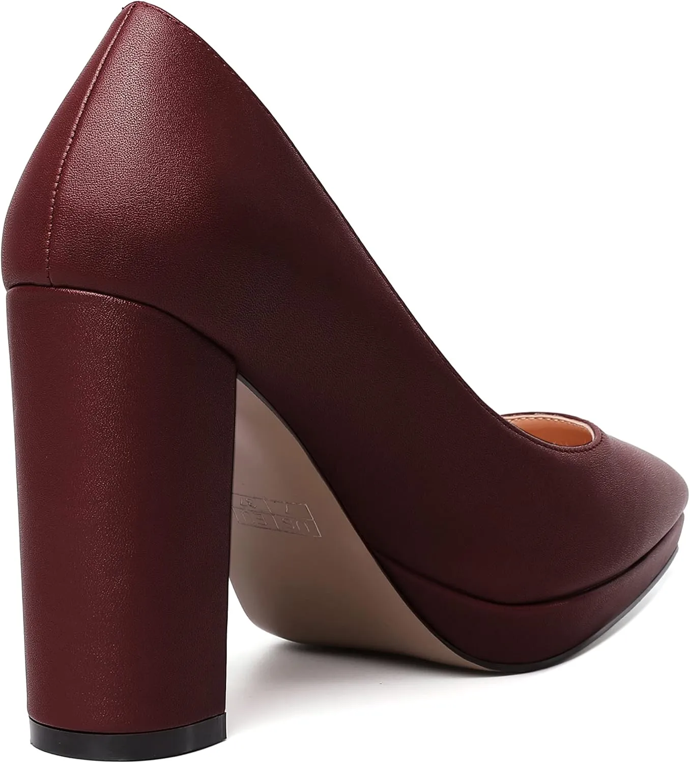 SKYSTERRY Womens Fashion Platform Pointed Toe Wedding Matte Slip On Block High Heel Pumps Shoes 4 Inch
