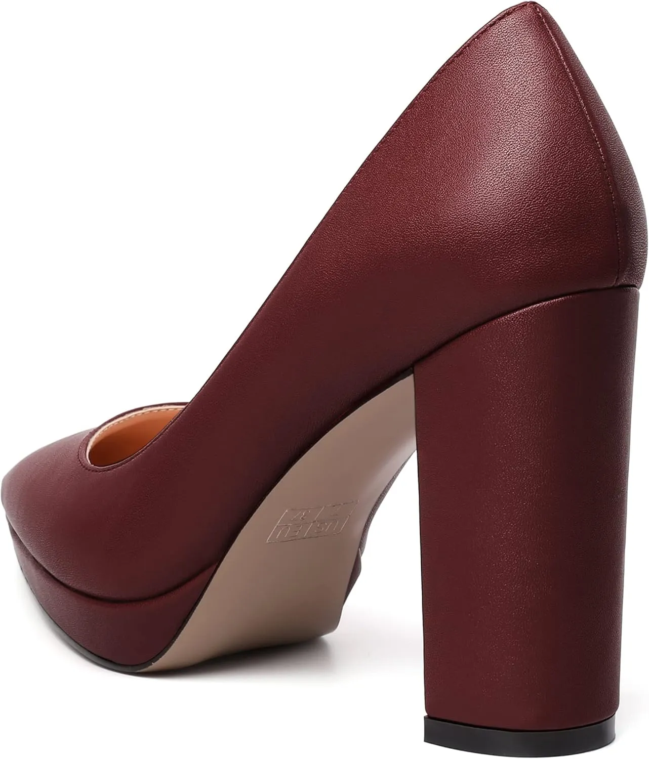 SKYSTERRY Womens Fashion Platform Pointed Toe Wedding Matte Slip On Block High Heel Pumps Shoes 4 Inch
