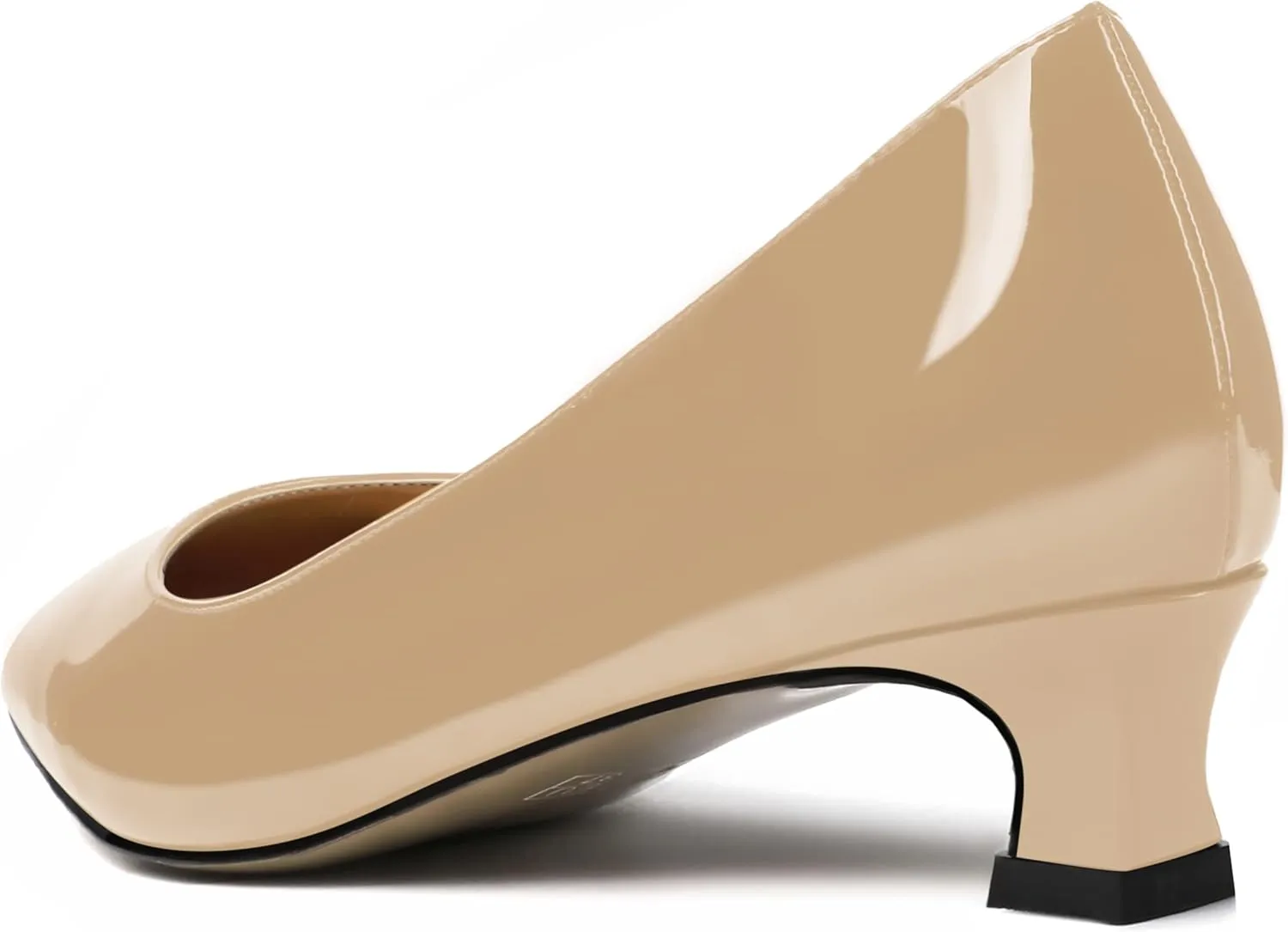 SKYSTERRY Women's Patent Slip On Square Toe Office Casual Spool Low Heel Pumps Shoes 1.5 Inch