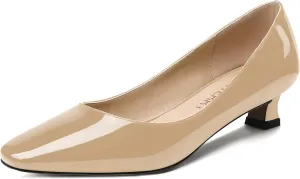 SKYSTERRY Women's Patent Slip On Square Toe Office Casual Spool Low Heel Pumps Shoes 1.5 Inch