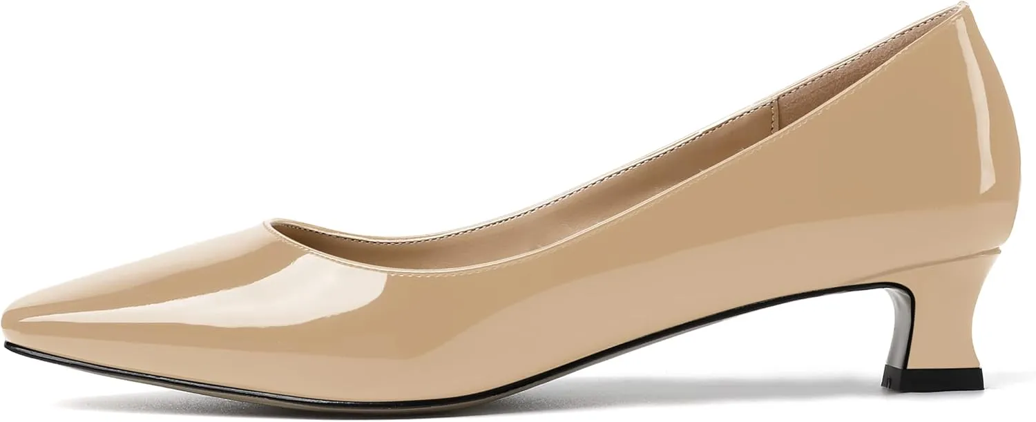 SKYSTERRY Women's Patent Slip On Square Toe Office Casual Spool Low Heel Pumps Shoes 1.5 Inch