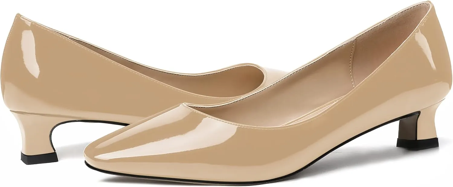 SKYSTERRY Women's Patent Slip On Square Toe Office Casual Spool Low Heel Pumps Shoes 1.5 Inch