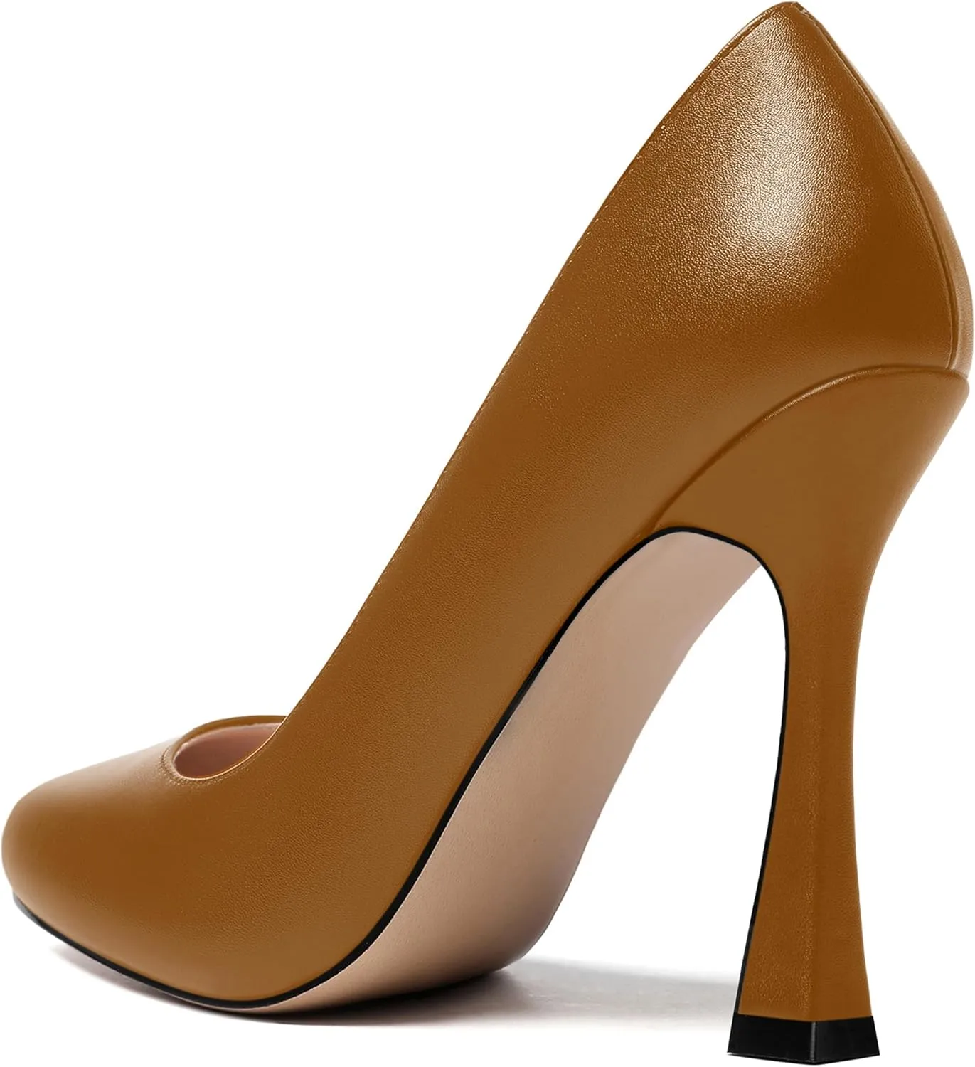 SKYSTERRY Womens Round Toe Casual Office Matte Slip On Spool High Heel Pumps Shoes 4 Inch