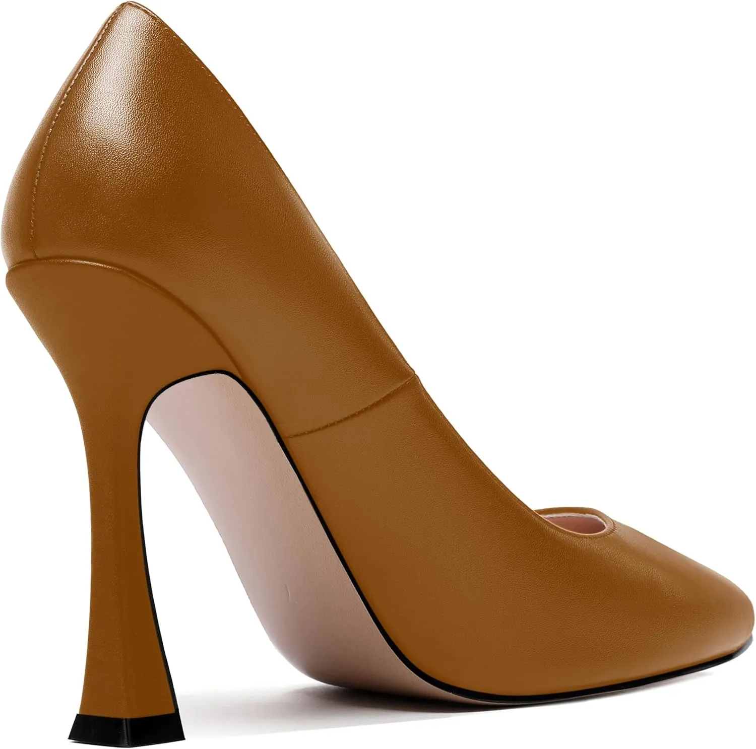 SKYSTERRY Womens Round Toe Casual Office Matte Slip On Spool High Heel Pumps Shoes 4 Inch