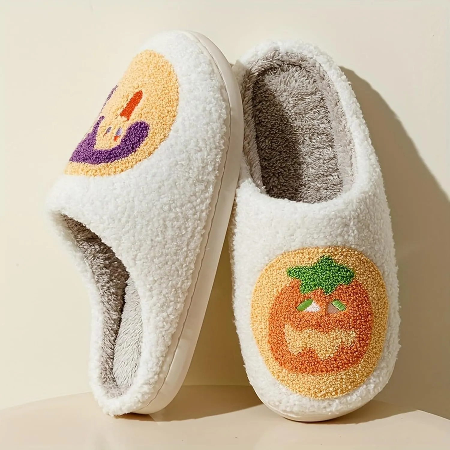 Slippers for Womens Mens Cut Retro Plush Soft Memory Foam House Shoes