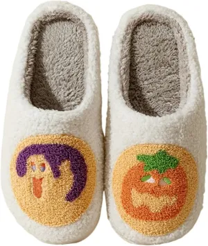 Slippers for Womens Mens Cut Retro Plush Soft Memory Foam House Shoes