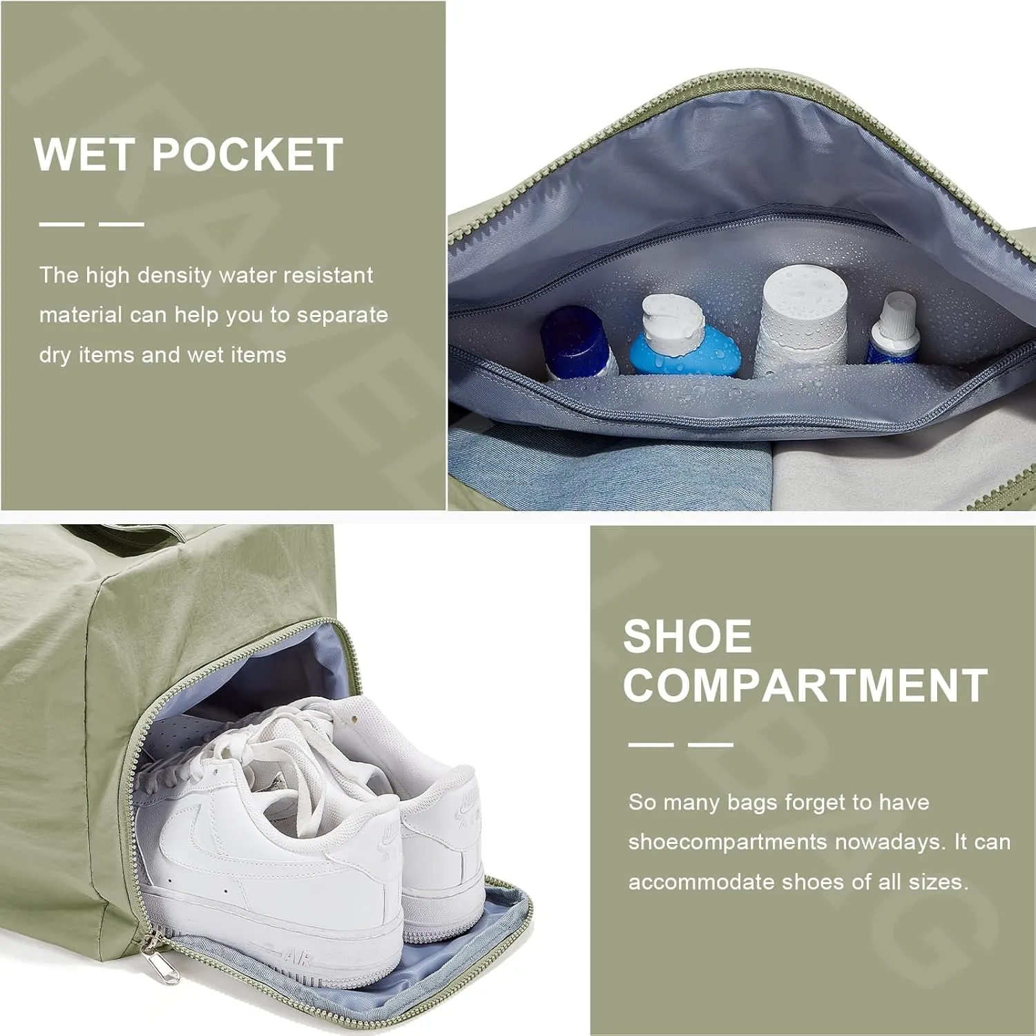 Small Gym Bag with Shoe Compartment, Workout Sport Duffle Bag for Women Travel, Waterproof Shoulder Overnight Bags Lightweight Carry on Tote Bags for Swim, Yoga, Dance