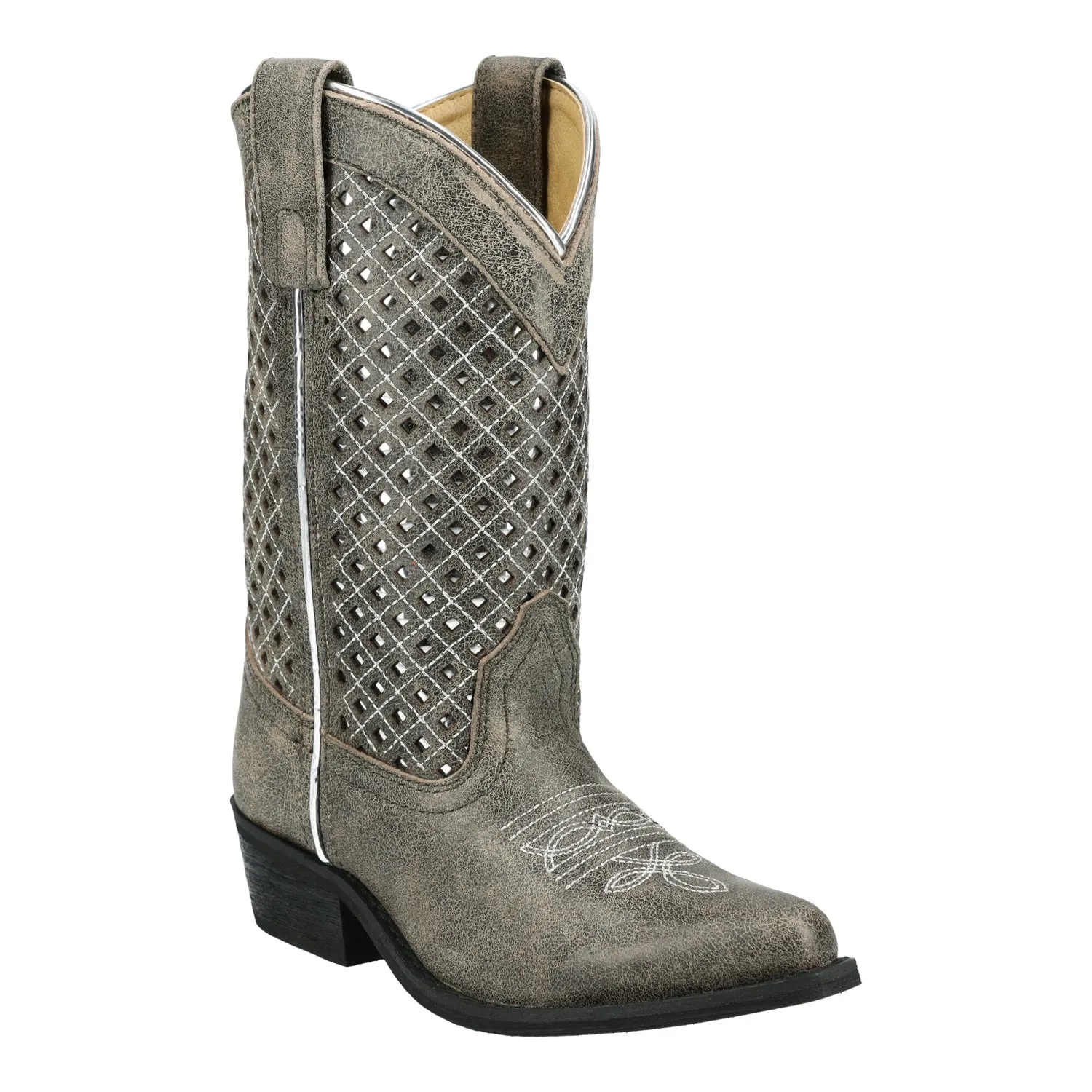Smoky Mountain Boots Kids Girls Magnolia Vintage Gray Leather Cowboy Boots