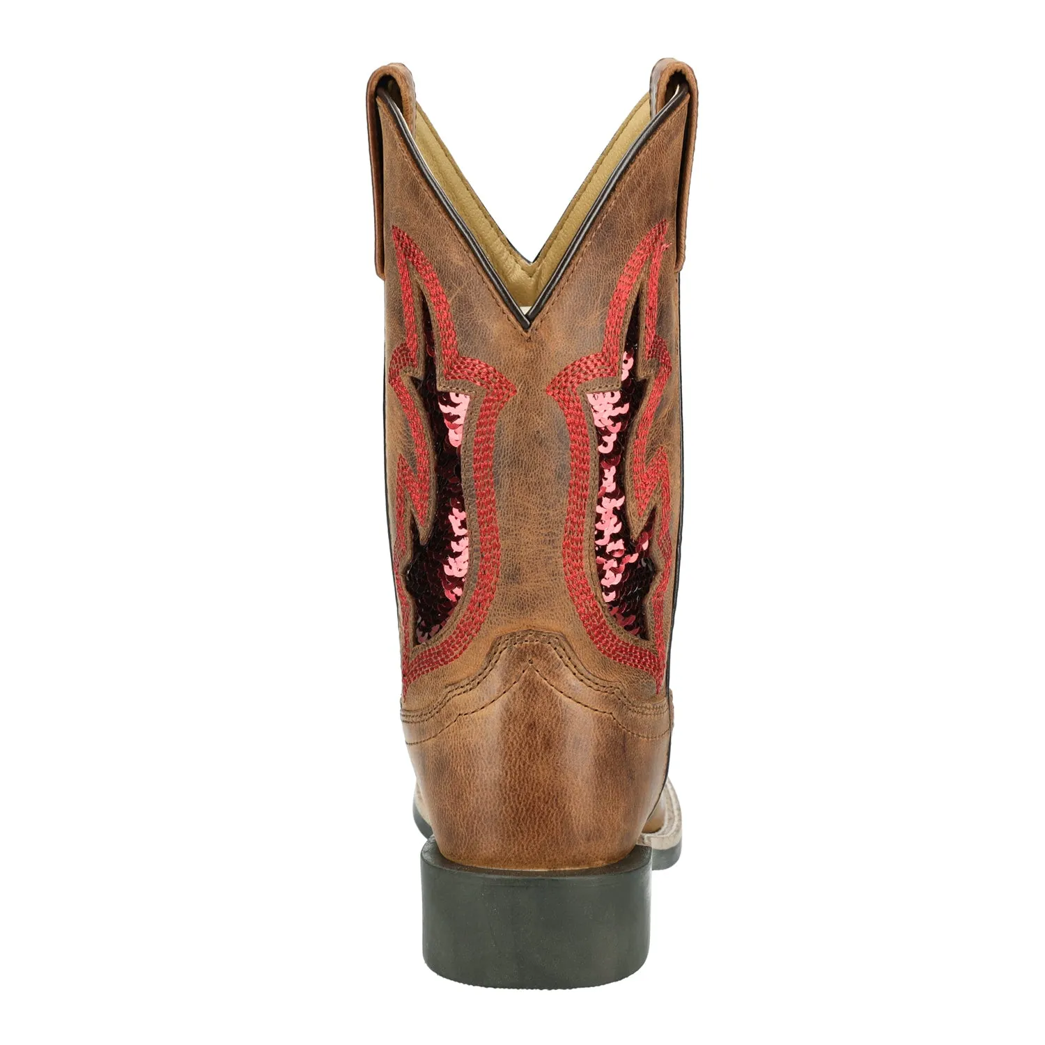 Smoky Mountain Boots Kids Girls Nevada Brown Oil/Red Leather Cowboy Boots