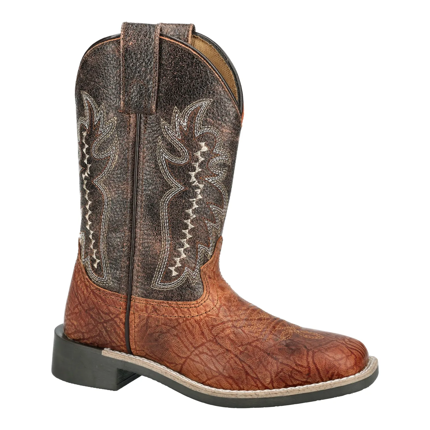 Smoky Mountain Boots Kids Unisex Presley Cognac/Vtg Brown Leather Cowboy Boots