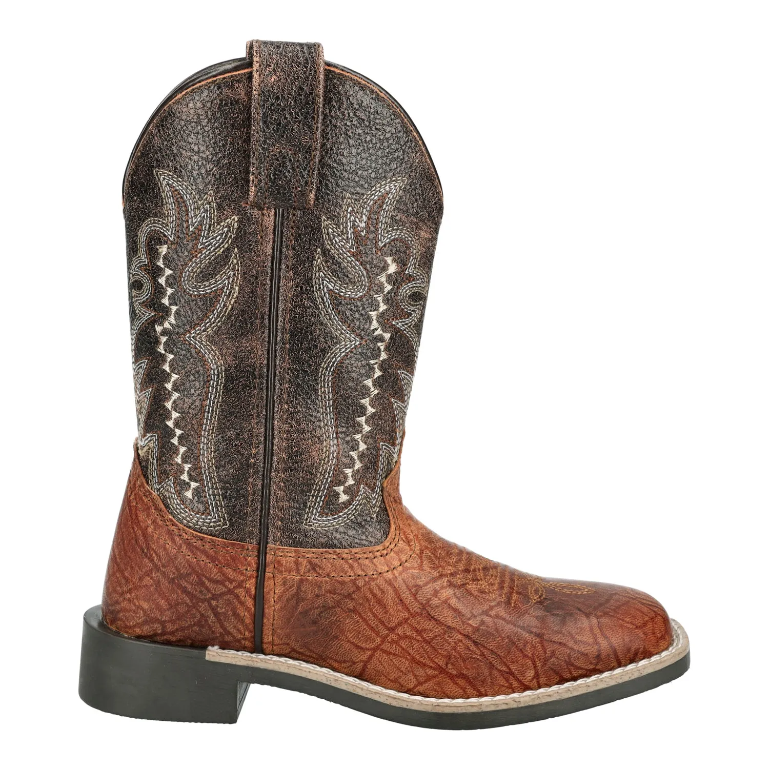 Smoky Mountain Boots Kids Unisex Presley Cognac/Vtg Brown Leather Cowboy Boots