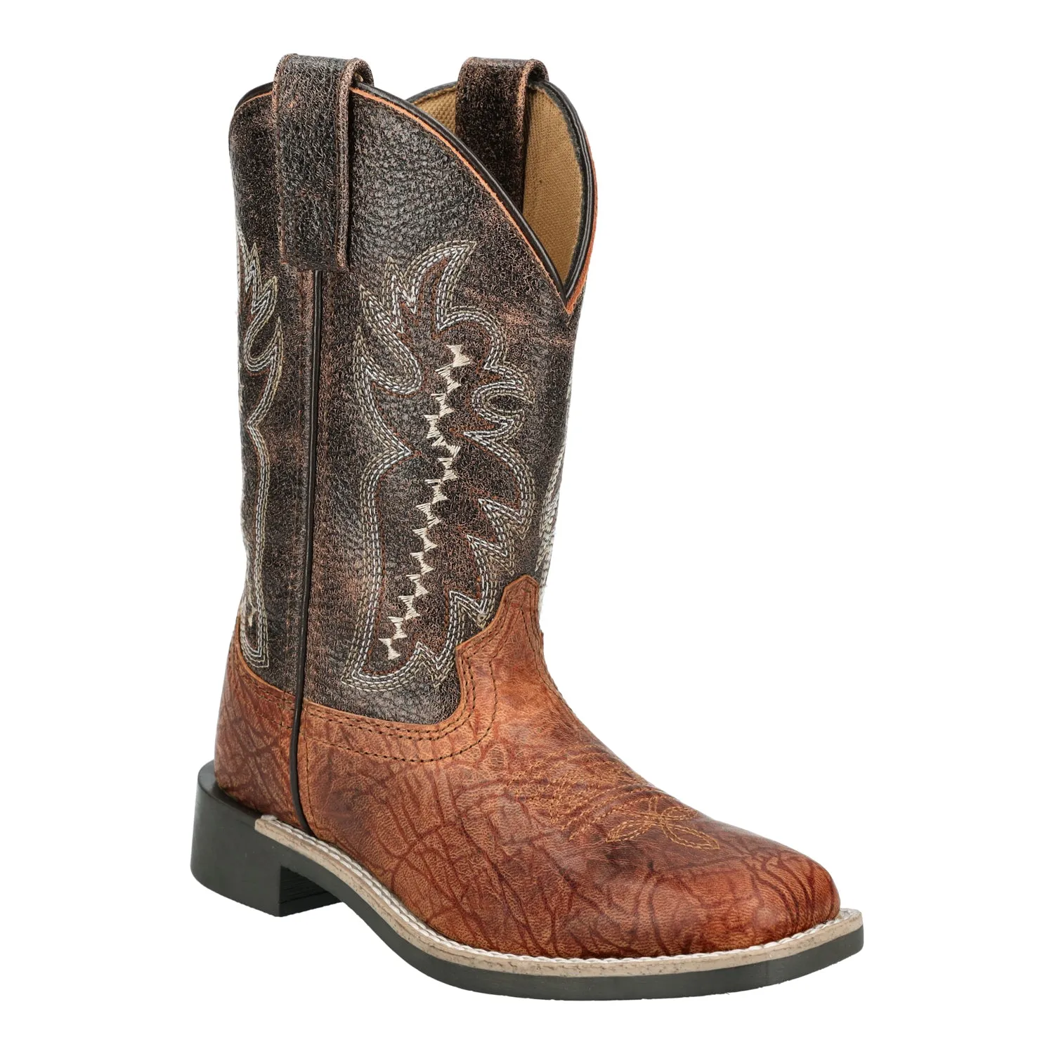 Smoky Mountain Boots Kids Unisex Presley Cognac/Vtg Brown Leather Cowboy Boots