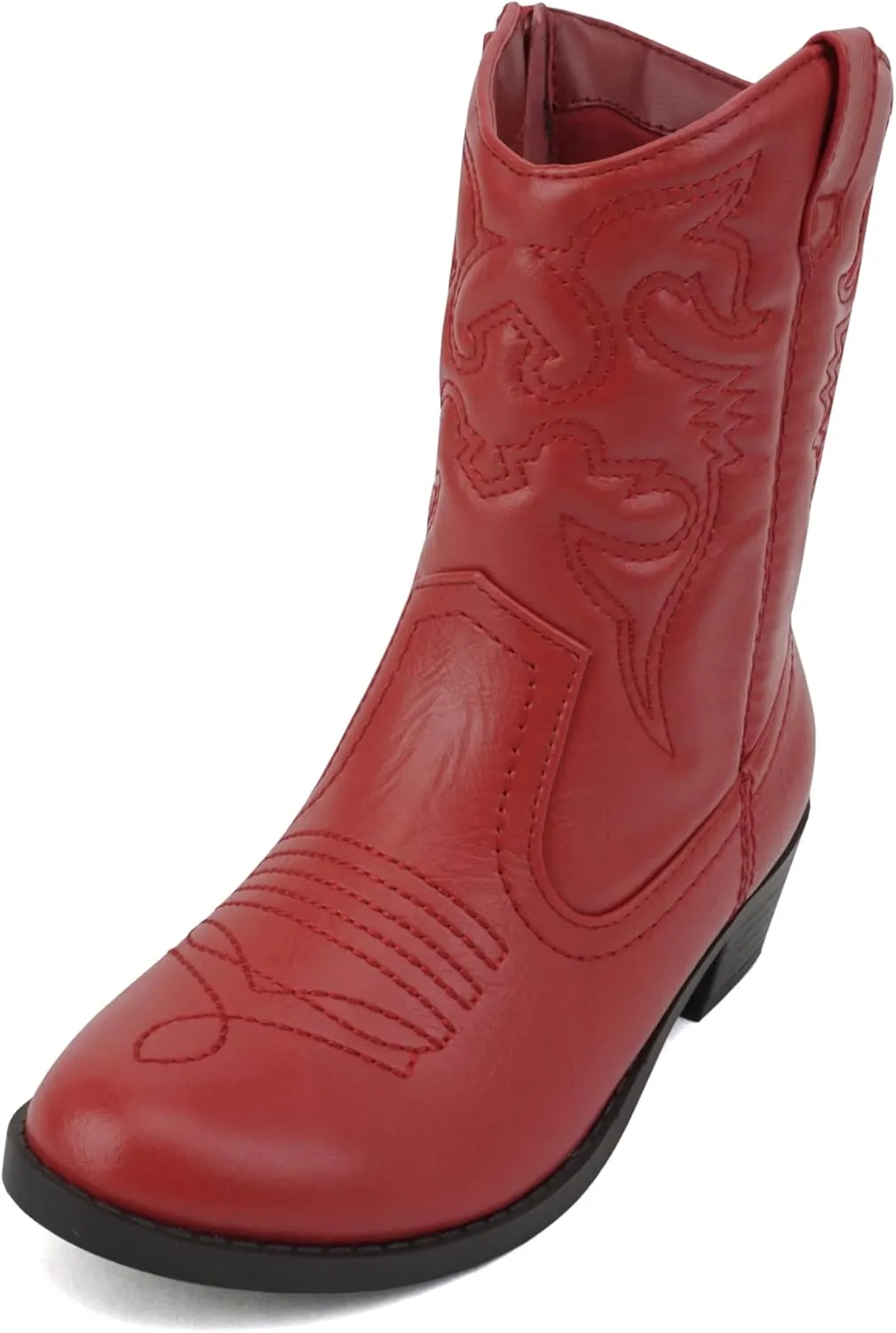 Soda RENO-2 Kids/Girls/Children Western Cowboy Stitched Pointe Toe Low Heel Ankle Mid Shaft Fashion Boots