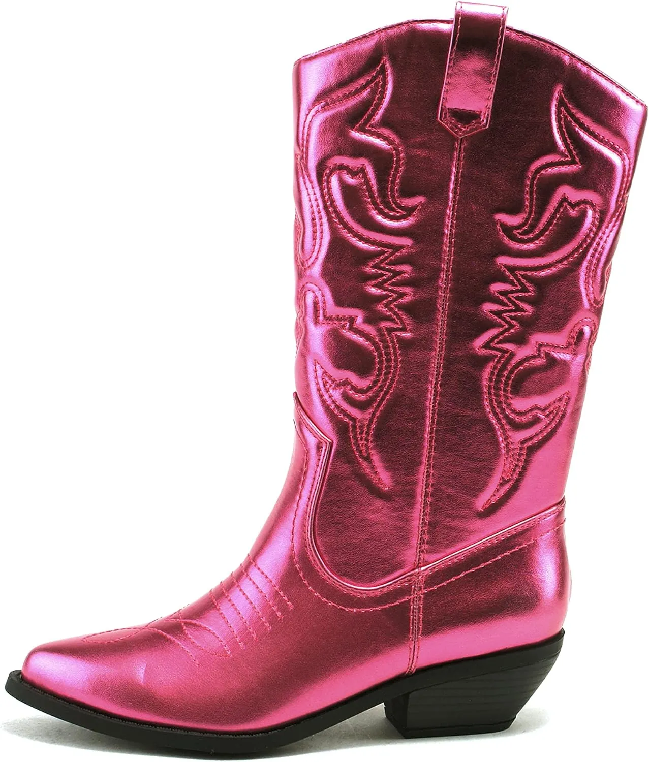 Soda RENO ~ Women Western Cowboy Stitched Pointe Toe Low Heel Ankle Mid Shaft Fashion Boots