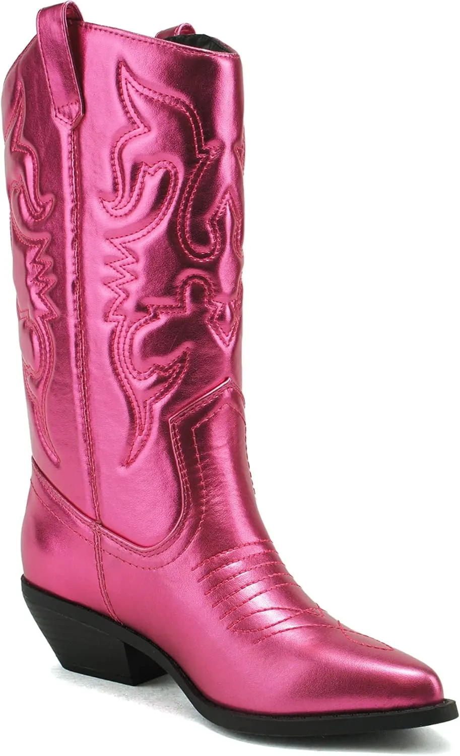 Soda RENO ~ Women Western Cowboy Stitched Pointe Toe Low Heel Ankle Mid Shaft Fashion Boots