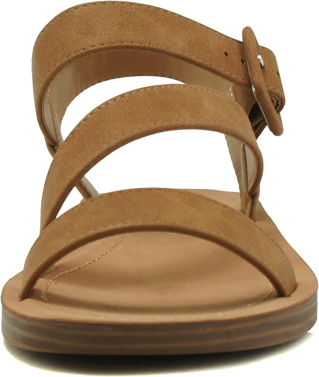 Soda SOCIETY - Cute and trendy fashionable flat strap sandals with side buckle clasp Summer Spring Beach Shoes for Women Girls & Teens