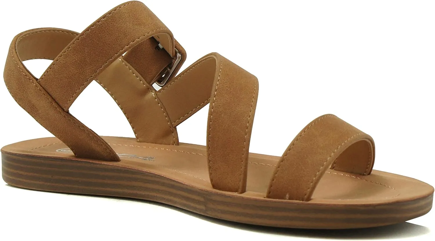 Soda SOCIETY - Cute and trendy fashionable flat strap sandals with side buckle clasp Summer Spring Beach Shoes for Women Girls & Teens
