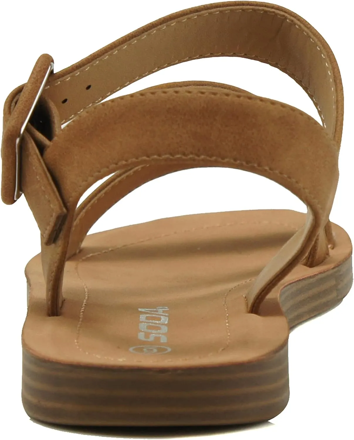 Soda SOCIETY - Cute and trendy fashionable flat strap sandals with side buckle clasp Summer Spring Beach Shoes for Women Girls & Teens