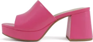 Soda “Zafer” ~ Women Square Toe Single Band Upper Medium Heel Platform Slide Sandal