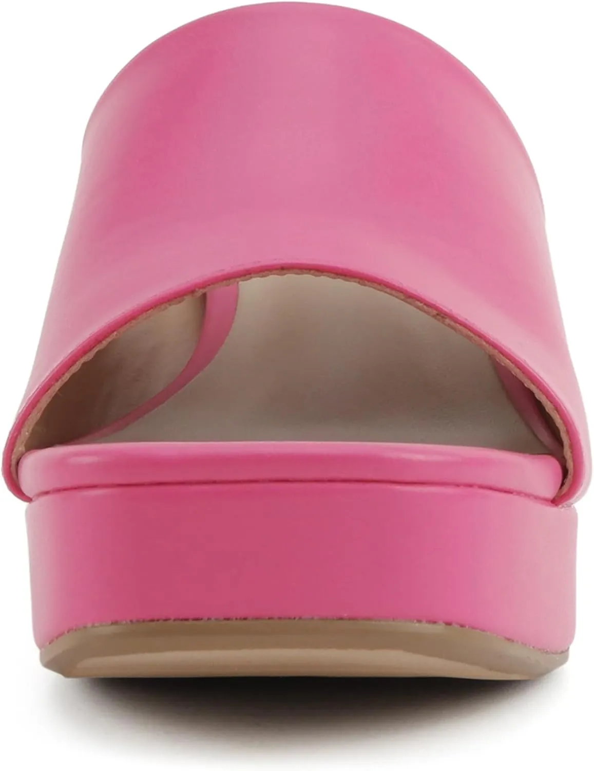 Soda “Zafer” ~ Women Square Toe Single Band Upper Medium Heel Platform Slide Sandal