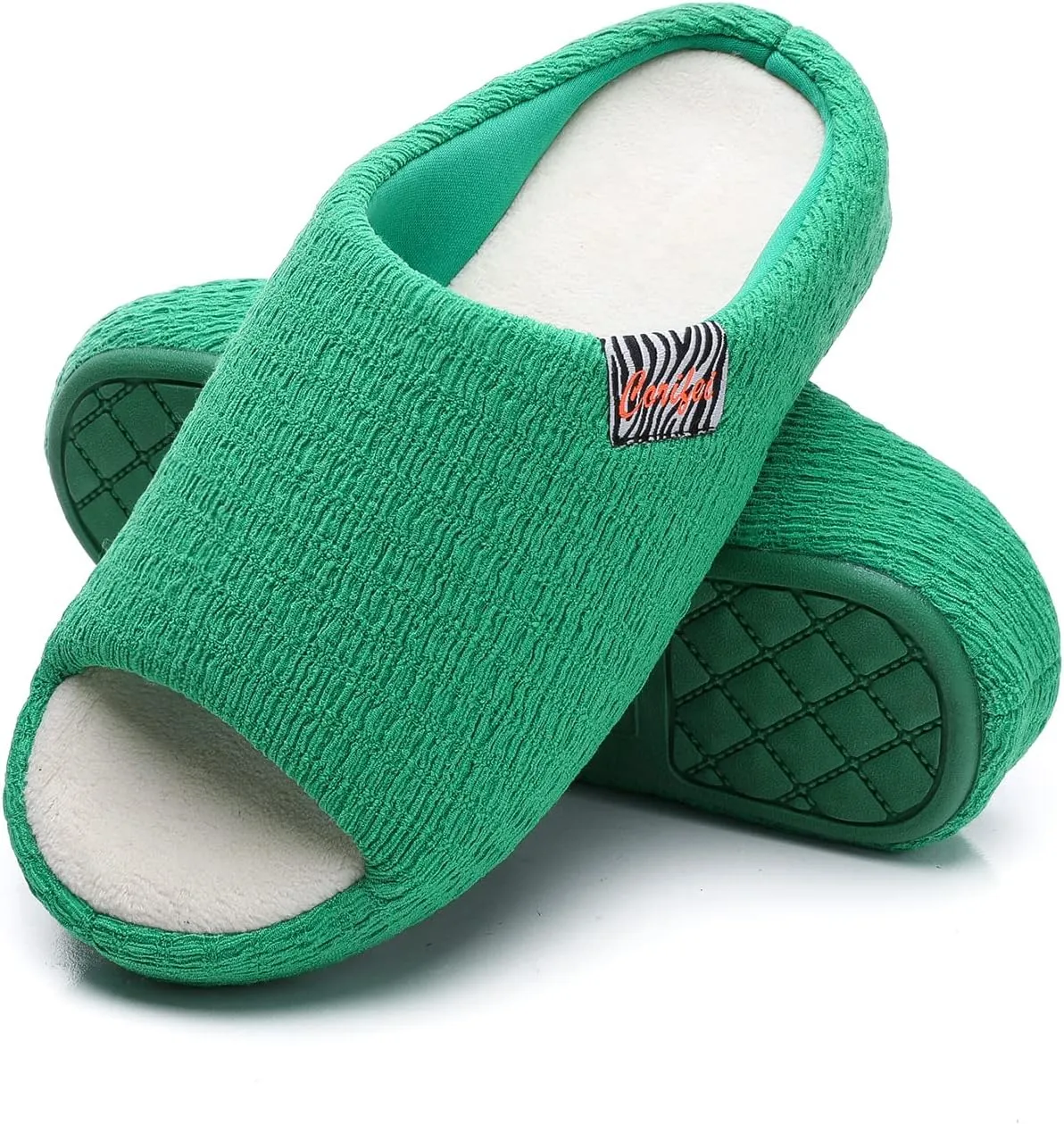 Soft Slippers for Women with Memory Foam Two-Tone Bedroom House Shoes with Rubber Sole Indoor