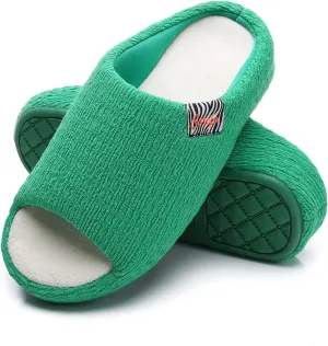 Soft Slippers for Women with Memory Foam Two-Tone Bedroom House Shoes with Rubber Sole Indoor