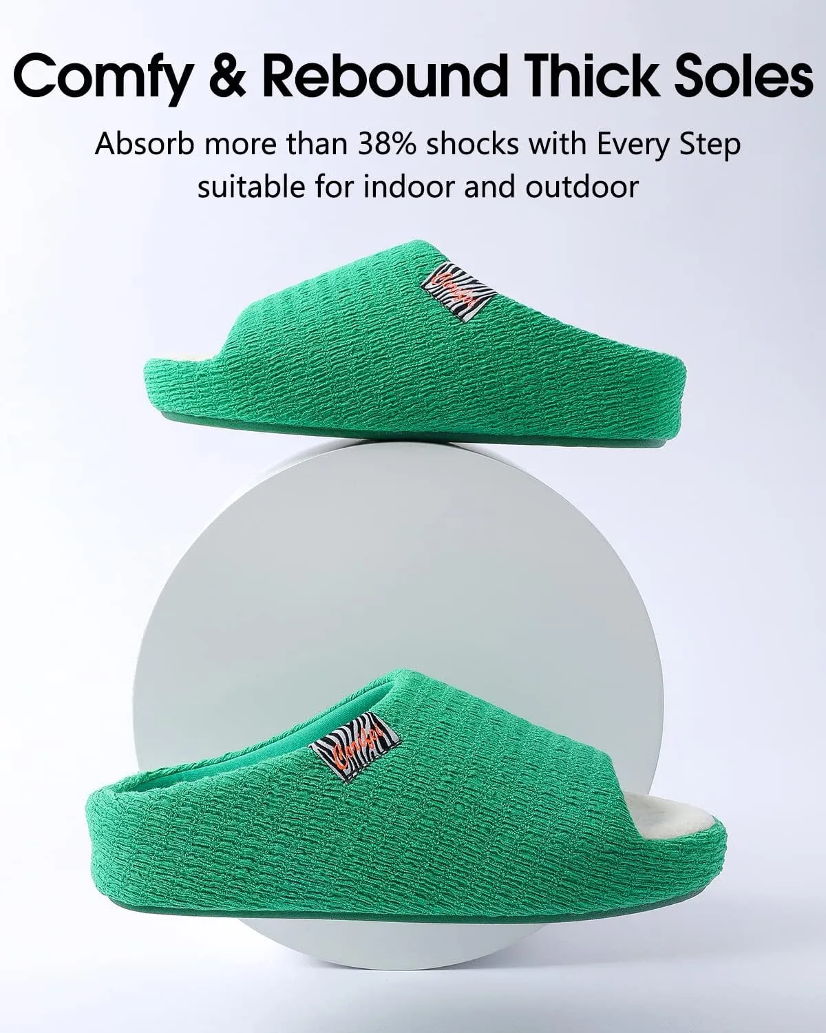 Soft Slippers for Women with Memory Foam Two-Tone Bedroom House Shoes with Rubber Sole Indoor