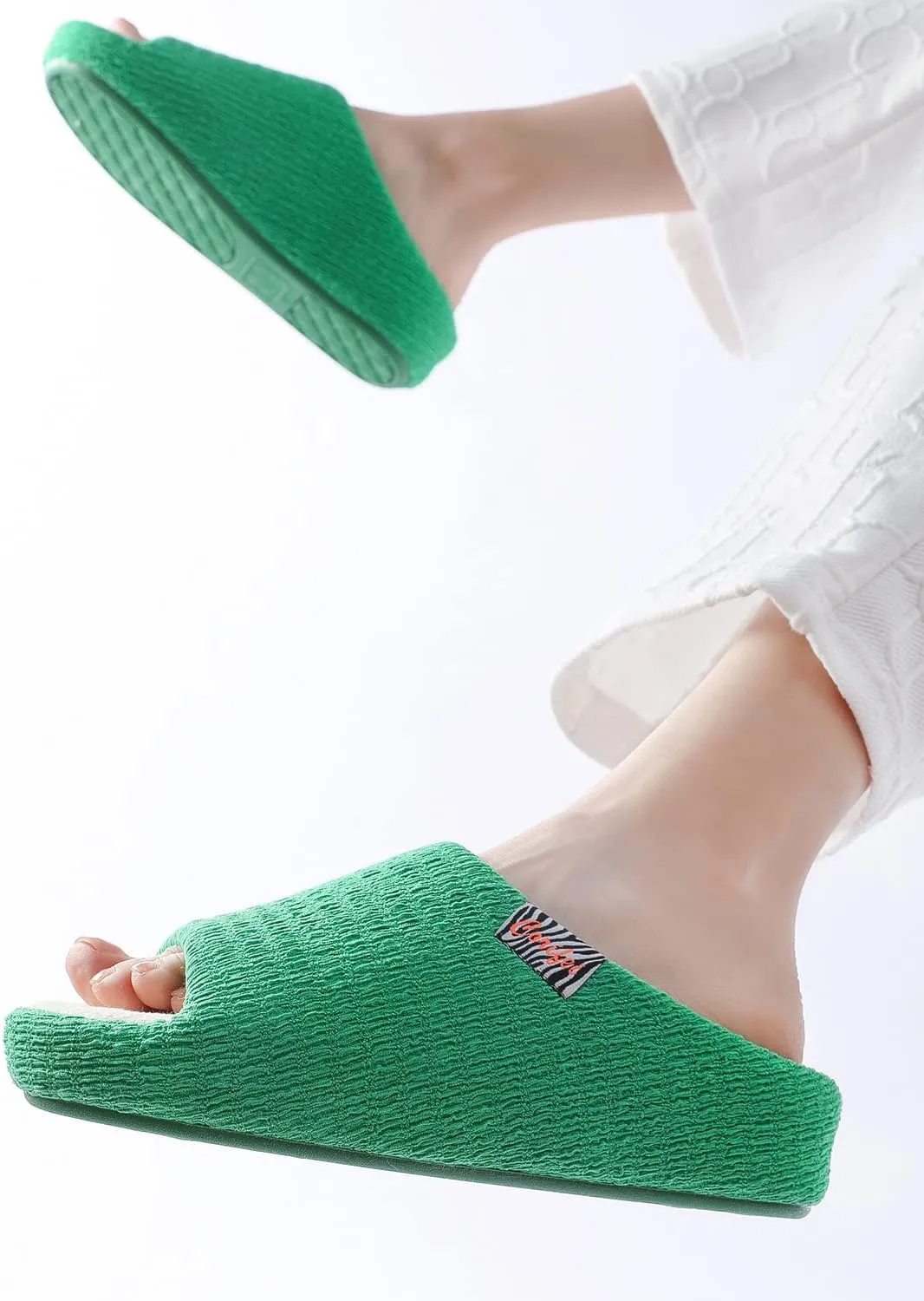 Soft Slippers for Women with Memory Foam Two-Tone Bedroom House Shoes with Rubber Sole Indoor