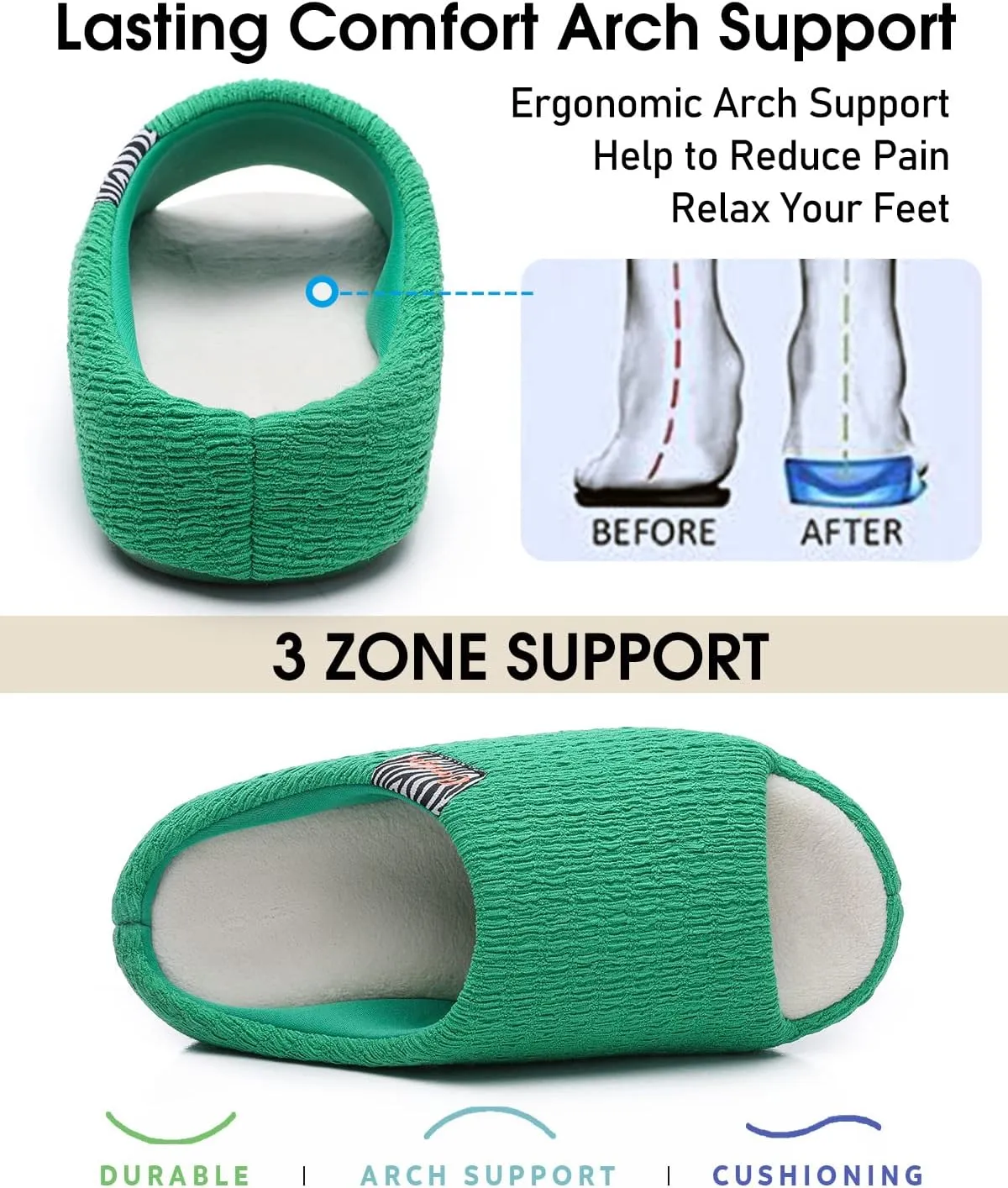 Soft Slippers for Women with Memory Foam Two-Tone Bedroom House Shoes with Rubber Sole Indoor