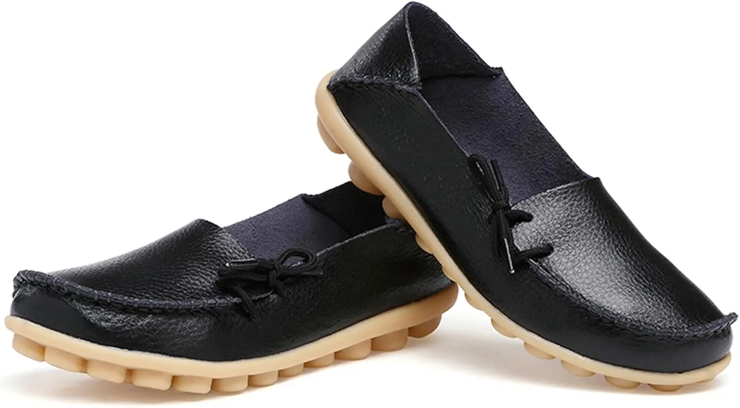 Solaud Women's Driving Moccasins Loafers Casual Round Toe Soft Comfortable Leather Loafers Breathable Slip On Walking Shoes